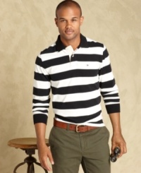 Soften up this season with this lightweight slim-fit rugby shirt from Tommy Hilfiger. Soften up this season with this lightweight slim-fit rugby shirt from Tommy Hilfiger.