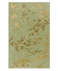 Delicate branches stretch across the smooth teal ground of this chic and sophisticated area rug from Surya. Made with a mix of wool and art silk, this hand-tufted rug has a luxurious luster that lifts the profile of any room. Delicate branches stretch across the smooth teal ground of this chic and sophisticated area rug from Surya. Made with a mix of wool and art silk, this hand-tufted rug has a luxurious luster that lifts the profile of any room.