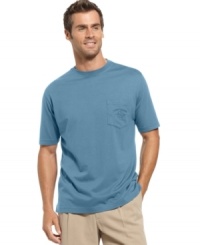 Day after day, you've put in your time at the office, so isn't it time for a break? Kick back and relax with this comfortable, casual pocket tee from Tommy Bahama. Day after day, you've put in your time at the office, so isn't it time for a break? Kick back and relax with this comfortable, casual pocket tee from Tommy Bahama.