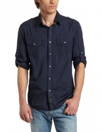Calvin Klein Jeans Men's Solid Long Sleeve Military Shirt Calvin Klein Jeans Men's Solid Long Sleeve Military Shirt