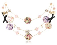 Betsey Johnson Mother of Pearl Flowers Disc Illusion Necklace, 19 Betsey Johnson Mother of Pearl Flowers Disc Illusion Necklace, 19