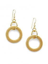 THE LOOKTiered hoop designMesh detail18k electroplated goldHook backTHE MEASUREMENTLength, about 2½ORIGINMade in Italy THE LOOKTiered hoop designMesh detail18k electroplated goldHook backTHE MEASUREMENTLength, about 2½ORIGINMade in Italy
