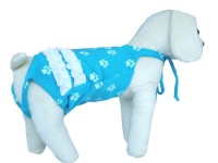 UP Collection White Paws Printed Ruffled Design Bathing Suit for Dogs, Aqua, Medium UP Collection White Paws Printed Ruffled Design Bathing Suit for Dogs, Aqua, Medium