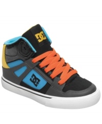 Rule the courts. He can play like a champion in these Spartan high-tops from DC Shoes. Rule the courts. He can play like a champion in these Spartan high-tops from DC Shoes.