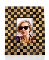 A checkerboard of glass tiles gives this Purva Mosaic picture frame cool texture and tone. Fun for a bedroom or desk! A checkerboard of glass tiles gives this Purva Mosaic picture frame cool texture and tone. Fun for a bedroom or desk!