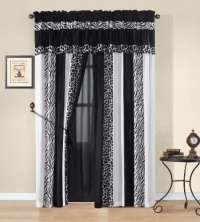 Okapi Black and White Micro Fur Zebra with Giraffe Design Window Curtain/Drape Set, with Sheer Backing Okapi Black and White Micro Fur Zebra with Giraffe Design Window Curtain/Drape Set, with Sheer Backing