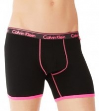 ck one Men's Neon Tag Boxer Brief, Black/Neon Pink, Small