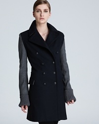 A finely tailored Jean Paul Gaultier coat masters on-trend color blocking while still maintaining its downtown edge. A finely tailored Jean Paul Gaultier coat masters on-trend color blocking while still maintaining its downtown edge.