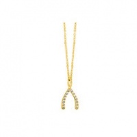 Meira T 14K Yellow Gold & Pave Diamond Wishbone Charm Necklace Meira T 14K Yellow Gold & Pave Diamond Wishbone Charm Necklace