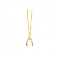 Meira T 14K Yellow Gold & Pave Diamond Wishbone Charm Necklace