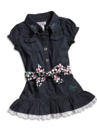 GUESS Kids Girls Baby Girl Denim Dress with Bloomers Set , DARK STONE WASH (24M) GUESS Kids Girls Baby Girl Denim Dress with Bloomers Set , DARK STONE WASH (24M)