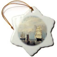 Painting Salem Harbor 1853 By Fitz Hugh Lane - 3 Inch Snowflake Porcelain Ornament Painting Salem Harbor 1853 By Fitz Hugh Lane - 3 Inch Snowflake Porcelain Ornament