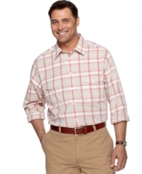 Easygoing plaid ups the ante on your weekend wear. This big and tall shirt from Alfani will be your new go-to. Easygoing plaid ups the ante on your weekend wear. This big and tall shirt from Alfani will be your new go-to.