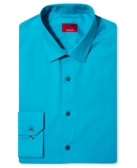 Start your day off looking slim with the sleek silhouette of this dress shirt from Alfani. Start your day off looking slim with the sleek silhouette of this dress shirt from Alfani.