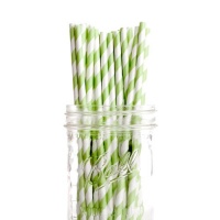 Dress My Cupcake Kiwi Green Striped Paper Straws, 25-Pack