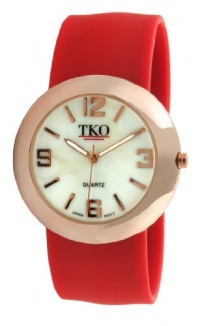 TKO ORLOGI Women's TK614-RRD Rose Gold Slap Metal Red Watch TKO ORLOGI Women's TK614-RRD Rose Gold Slap Metal Red Watch