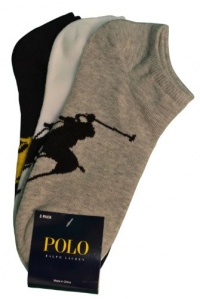 Polo Ralph Lauren Men's 3 Pack Low Cut Socks White/Gray/Black