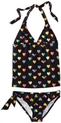 Roxy Kids Girls 7-16 Rio Halter Tankini Swimsuit, New Black, 10 Roxy Kids Girls 7-16 Rio Halter Tankini Swimsuit, New Black, 10