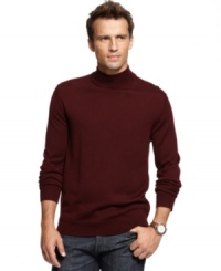 Get solid style and the perfect layering piece with this merino-wool blend Club Room sweater. Get solid style and the perfect layering piece with this merino-wool blend Club Room sweater.
