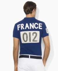 Celebrate the spirit of the 2012 Olympic Games with an iconic rugby shirt in breathable cotton mesh, finished with a bold country details and Ralph Lauren's signature Big Pony. Celebrate the spirit of the 2012 Olympic Games with an iconic rugby shirt in breathable cotton mesh, finished with a bold country details and Ralph Lauren's signature Big Pony.
