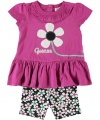 GUESS Kids Girls Baby Girl Applique Tee with Biker Short , VIOLET (12M)