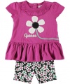 GUESS Kids Girls Baby Girl Applique Tee with Biker Short , VIOLET (12M)