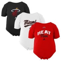 Miami Heat Infant Baby Adidas 3-Pack Creeper Set Miami Heat Infant Baby Adidas 3-Pack Creeper Set