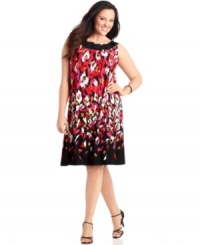 An adorned neckline lends feminine elegance to Elementz' sleeveless plus size dress-- celebrate your special occasions in style! An adorned neckline lends feminine elegance to Elementz' sleeveless plus size dress-- celebrate your special occasions in style!