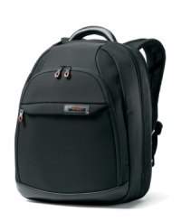 Go business casual and swing this sophisticated, rugged pack over your back and get going. Durably constructed with soft nappa leather handles, this backpack protects your laptop and other business essentials, while offering enough room for life's other details. 10-year warranty. Go business casual and swing this sophisticated, rugged pack over your back and get going. Durably constructed with soft nappa leather handles, this backpack protects your laptop and other business essentials, while offering enough room for life's other details. 10-year warranty.