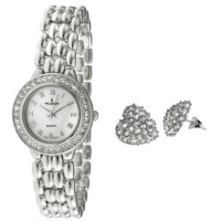 Peugeot Women's 668 Silver-tone Watch Crystal Accented Earing & Watch Gift Set Peugeot Women's 668 Silver-tone Watch Crystal Accented Earing & Watch Gift Set