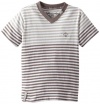 LRG Boys 2-7 Little Striped V-Neck, Charcoal, 5