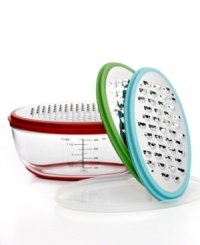 Here's some grate news! With fine, medium and coarse grates, this versatile tool conquers a wide range of ingredients from soft & hard cheeses to chocolates to veggies & more. A dishwasher-safe design features a non-skid base for effortless ease when you're prepping. Here's some grate news! With fine, medium and coarse grates, this versatile tool conquers a wide range of ingredients from soft & hard cheeses to chocolates to veggies & more. A dishwasher-safe design features a non-skid base for effortless ease when you're prepping.