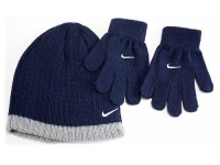 Nike Kids Boy's 4/7 Beanie Hat & Gloves Set (Obsidian) Nike Kids Boy's 4/7 Beanie Hat & Gloves Set (Obsidian)