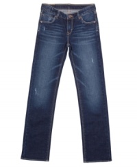 With a slightly skinnier fit to complement her shape, these jeans from Levi's will have her rocking a classic style. With a slightly skinnier fit to complement her shape, these jeans from Levi's will have her rocking a classic style.