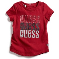 GUESS Short-Sleeve Logo Tee with Heart, RED (24M) GUESS Short-Sleeve Logo Tee with Heart, RED (24M)