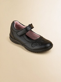 Mary Jane-inspired flats with grip-tape closure crafted in supple leather with rubber sole for comfy, cozy style for your active little girl.Grip-tape closureLeather upperLeather liningRubber solePadded insoleImported Mary Jane-inspired flats with grip-tape closure crafted in supple leather with rubber sole for comfy, cozy style for your active little girl.Grip-tape closureLeather upperLeather liningRubber solePadded insoleImported