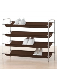 Give mess the boot! Reclaim your floor space and make organization the standard in your home by sorting your shoes on this easy-to-assemble rack that fits seamlessly into any type of closet. Give mess the boot! Reclaim your floor space and make organization the standard in your home by sorting your shoes on this easy-to-assemble rack that fits seamlessly into any type of closet.