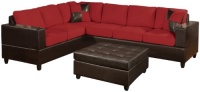 Bobkona Trenton 2-Piece Sectional Sofa with Accent Pillows, Red Bobkona Trenton 2-Piece Sectional Sofa with Accent Pillows, Red