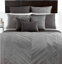 Hotel Collection Gray Pieced Pintuck Queen Duvet Cover Hotel Collection Gray Pieced Pintuck Queen Duvet Cover