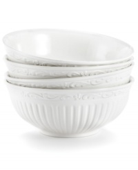 Throughout the world, the name Mikasa is synonymous with unparalleled taste and quality in fine tableware, giftware, and collectibles. The lovely neoclassical Italian Countryside dinnerware and dishes collection by Mikasa brings the ease of sunny Italy to your informal entertaining, in creamy white glazed stoneware. Throughout the world, the name Mikasa is synonymous with unparalleled taste and quality in fine tableware, giftware, and collectibles. The lovely neoclassical Italian Countryside dinnerware and dishes collection by Mikasa brings the ease of sunny Italy to your informal entertaining, in creamy white glazed stoneware.
