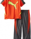 Puma - Kids Boys 2-7 Little Logo Performance Pant Set, Cherry Tomato, 6