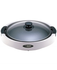 Go grill 'em! A large titanium ceramic nonstick surface cooks up and lets go of veggies, chicken, pancakes and more with ease and precision. A dual circular heating element spreads the temperature quickly and consistently, while the lid locks in that rich flavor & moisture you adore. Model EA-TAC35. Go grill 'em! A large titanium ceramic nonstick surface cooks up and lets go of veggies, chicken, pancakes and more with ease and precision. A dual circular heating element spreads the temperature quickly and consistently, while the lid locks in that rich flavor & moisture you adore. Model EA-TAC35.