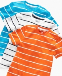 Add some structure to his casual cool with these crisp striped t-shirts from 82Zero by Greendog. Add some structure to his casual cool with these crisp striped t-shirts from 82Zero by Greendog.