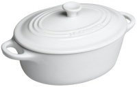 Le Creuset Stoneware 12-Ounce Mini Oval Cocotte, White Le Creuset Stoneware 12-Ounce Mini Oval Cocotte, White