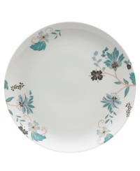 Flower power. Featuring delicate blooms on ultra-durable porcelain, this Veronica salad plate accents the table with smart style. Teal, blue and charcoal florals add classic appeal to a modern coupe shape. Flower power. Featuring delicate blooms on ultra-durable porcelain, this Veronica salad plate accents the table with smart style. Teal, blue and charcoal florals add classic appeal to a modern coupe shape.