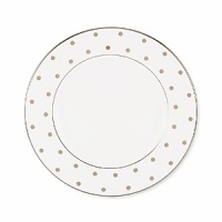 Kate Spade's Larabee Road Platinum, peppered with platinum polka dots, will give your table its own personality. Crafted of white bone china, each piece is dishwasher safe.