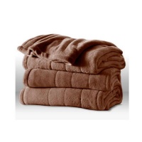 Sunbeam Channeled Microplush Heated Electric Blanket Queen Cocoa Brown Sunbeam Channeled Microplush Heated Electric Blanket Queen Cocoa Brown