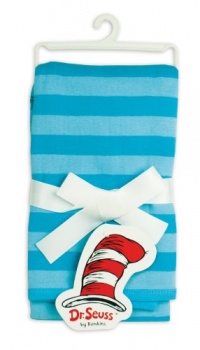 Bumkins Dr. Seuss Receiving Blanket, Blue Stripe Bumkins Dr. Seuss Receiving Blanket, Blue Stripe