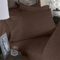 ITALIAN 1500 Thread Count 100% Egyptian STRIPED 4PC QUEEN Sheet Set, MOCHA ITALIAN 1500 Thread Count 100% Egyptian STRIPED 4PC QUEEN Sheet Set, MOCHA