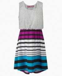 She can add a layered look to her weekly wardrobe with this comfy tank dress from Epic Threads, featuring a low hem on the skirt in back.